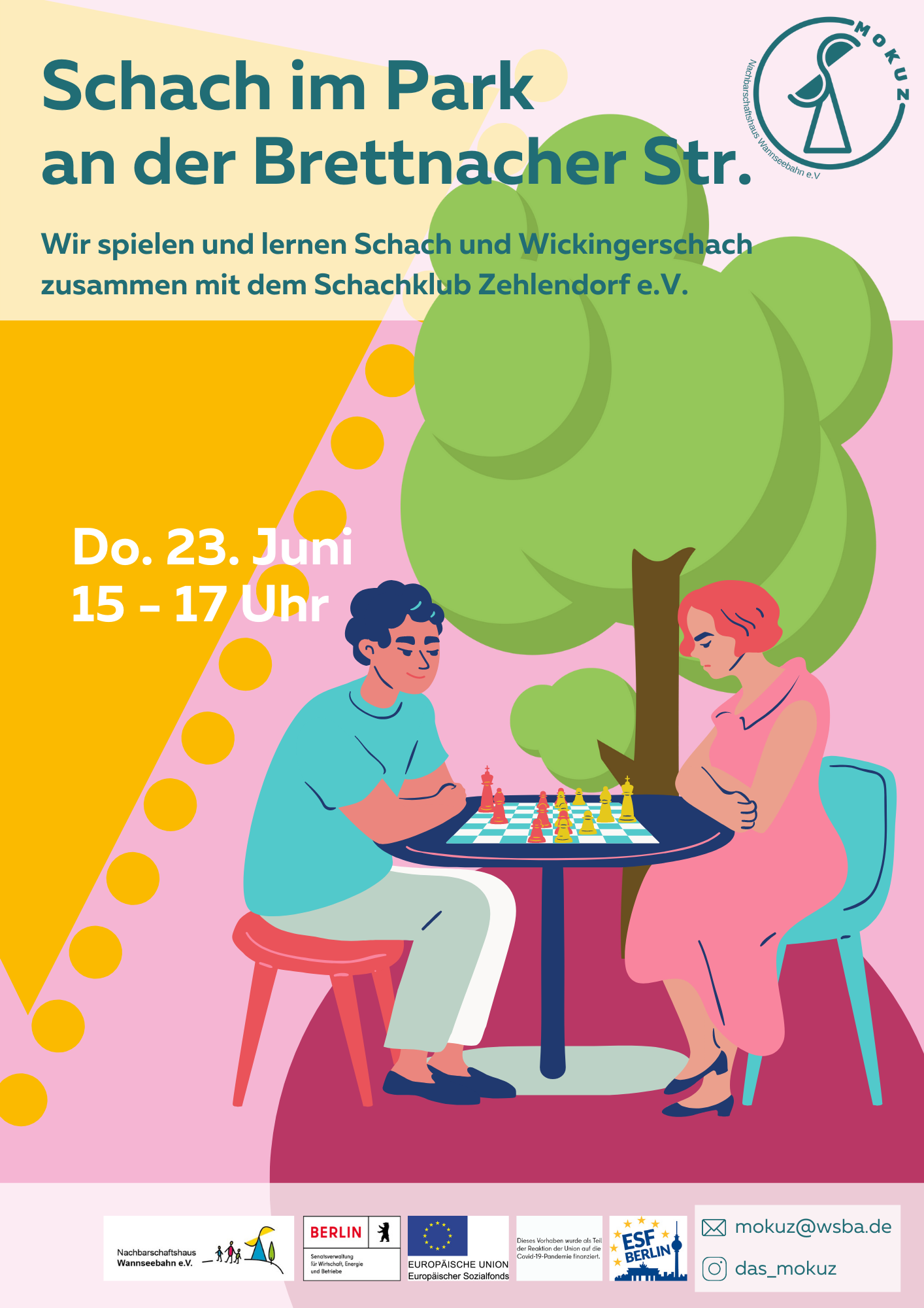 Schach im Park an der Brettnacher Str. Do 23. Juni 15-17 Uhr